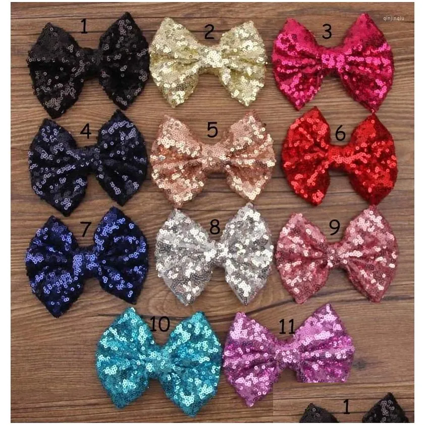hair accessories diy big sequins bows on alligator clip children bling bow clips baby hairclip girl 400pcs/lot