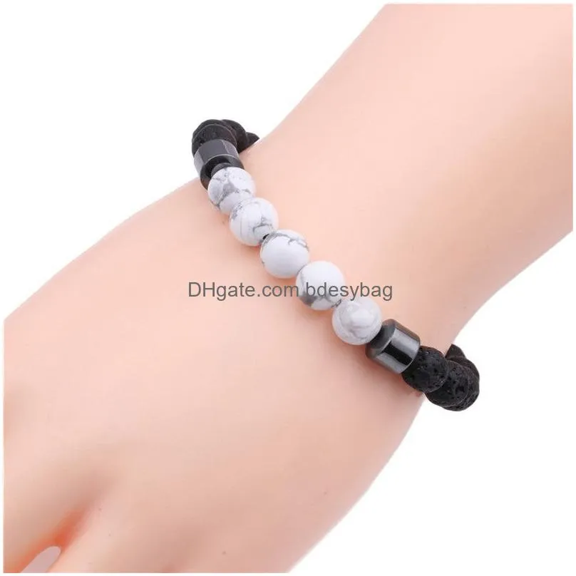 8mm Natural Lava Stone Handmade Strands Beaded Charm Bracelets For Women Men Lover Yoga Party Club Energy Jewelry