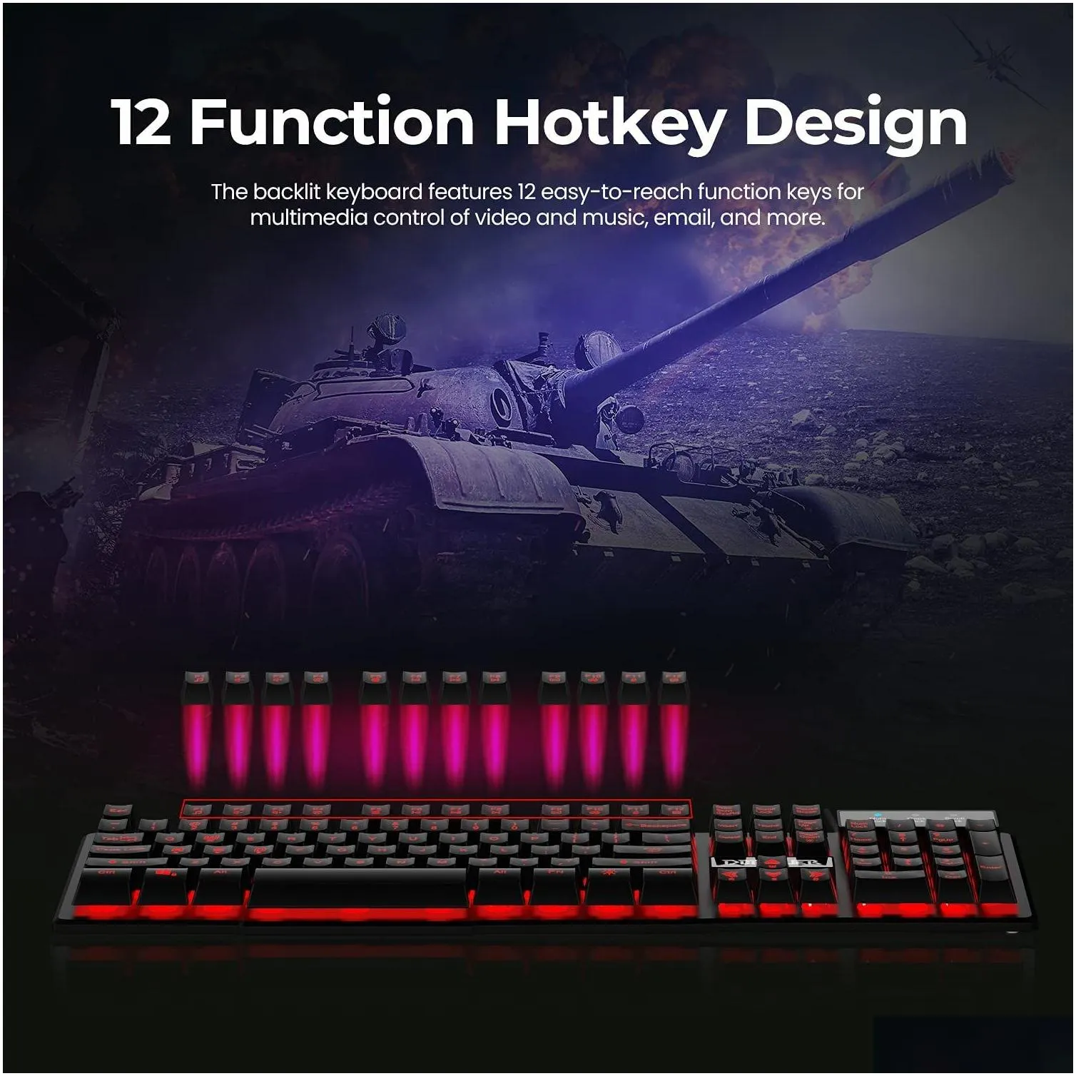 dbpower gaming office 2 in 1 keyboard with 3 colors led backlighting ergonomic mechanical feel 104 key gaming keyboard office equipment for pc laptops