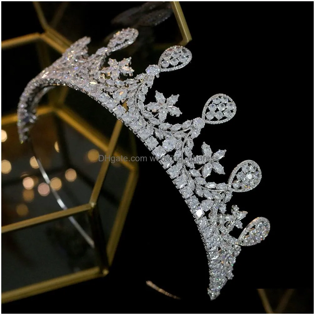 high quality crystal cubic zirconia wedding bridal tiara luxury crown tiara womens dance party hair accessories204q