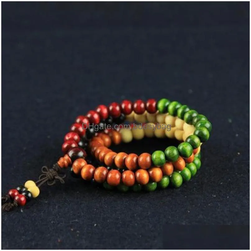 108pcs 8mm Handmade Multilayer Wooden Beaded Strands Charm Bracelets Party Club Decor Jewelry For Men Women