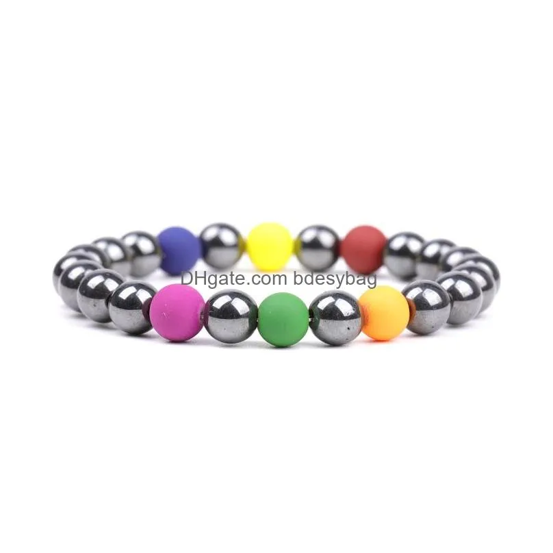 Beaded 8Mm Colorf Stone Handmade Beaded Strands Charm Bracelets For Men Women Elastic Bangle Fashion Lover Jewelry Drop Delivery Jewe Dhvta