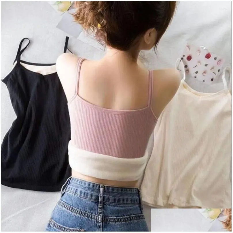 camisoles & tanks thicken thermal tops sexy solid color sleeveless warm undershirt slim women autumn winter