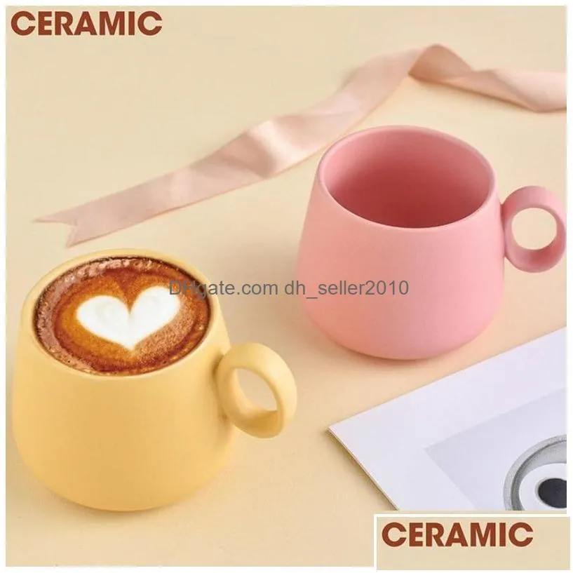 Mugs  Ceramic Mug Matte Northern European Coffee Milk Latte Cup Tumbler Cups Creative Big Belly Drinkware Household Gift 210409 D Dhmzn