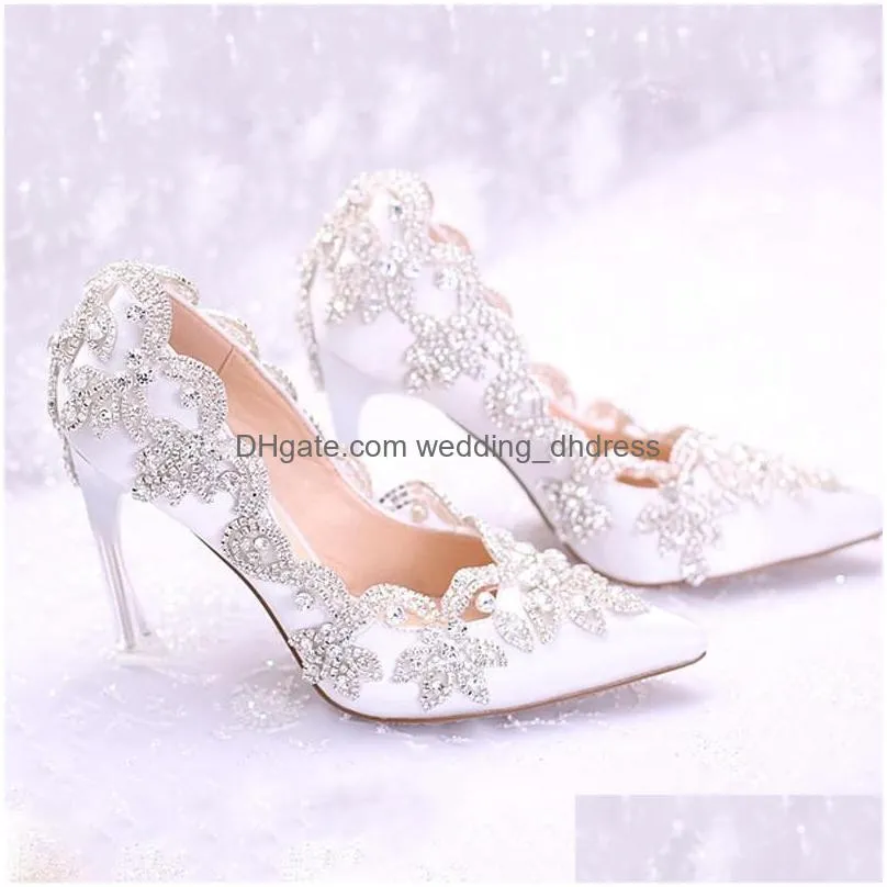 2020 beaded fashion luxury women shoes high heels bridal wedding shoes ladies women shoes party prom 9cm256e