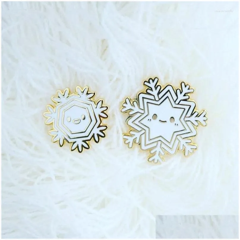 brooches super cute snowflakes enamel pin set badge these two snowy ies are ready and excited to enjoy winter with you!