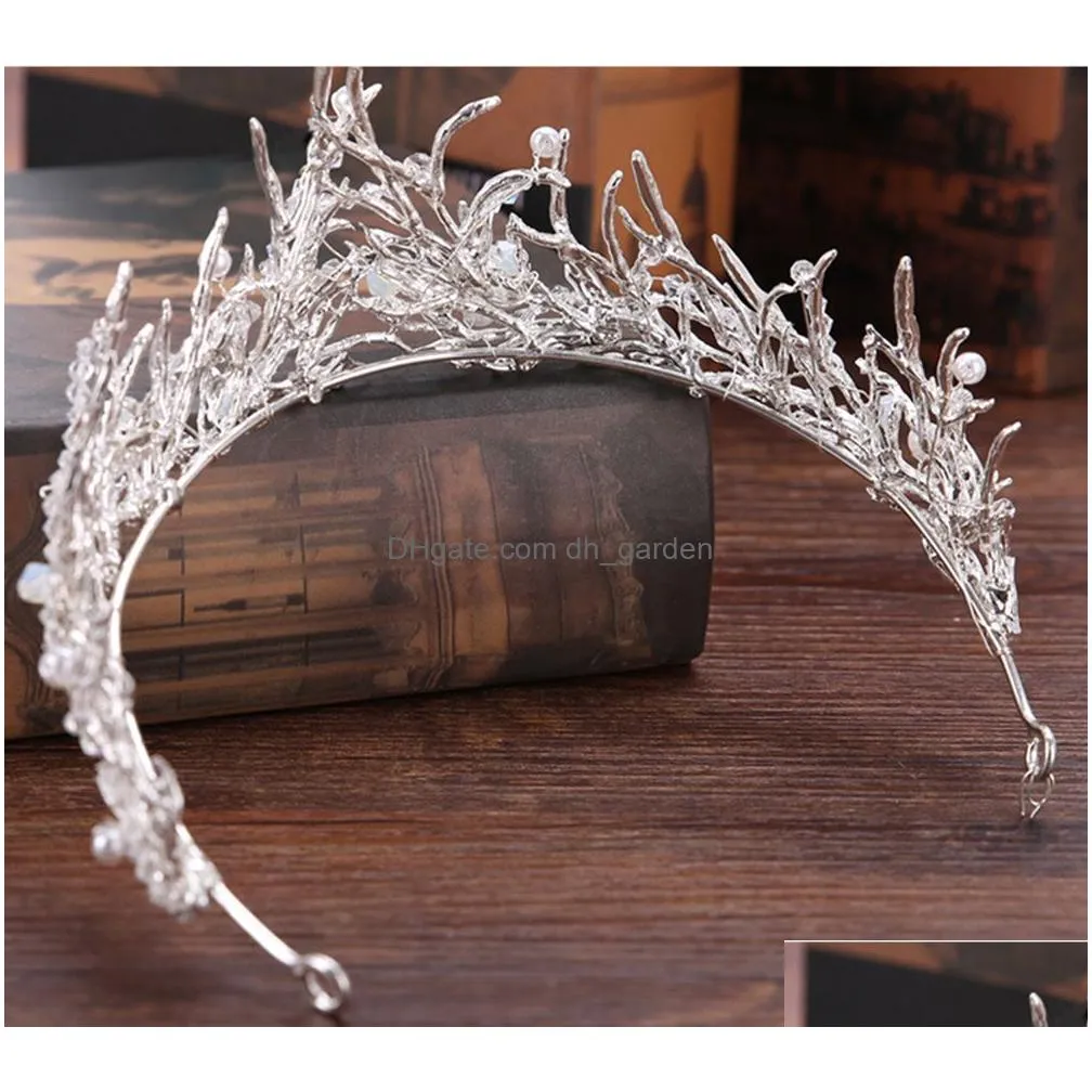 US Warehouse Bridal Headbands Tiara Crown with Rhinestone and Simulated Pearl Wedding Headpiece Jewelry Hair Accessoires for Women