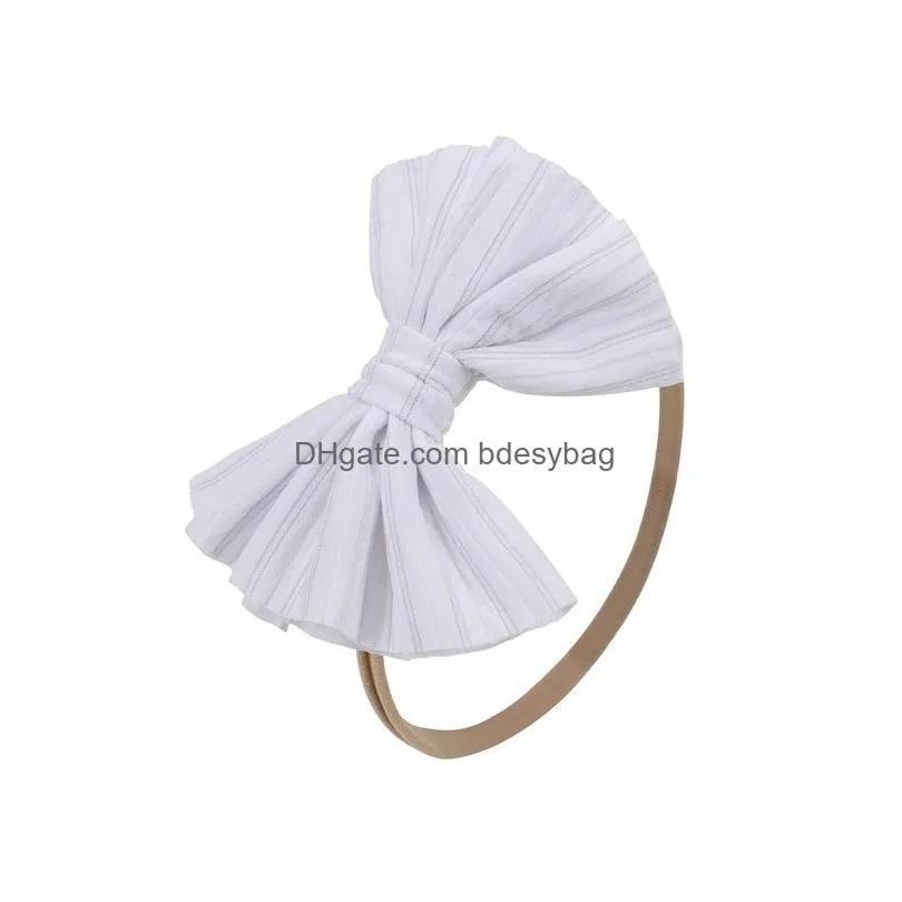 Baby Kids Girl Solid Color Handmade Bowknots Headbands Children Elastic Headwear Party Club Decor Hair Accessories