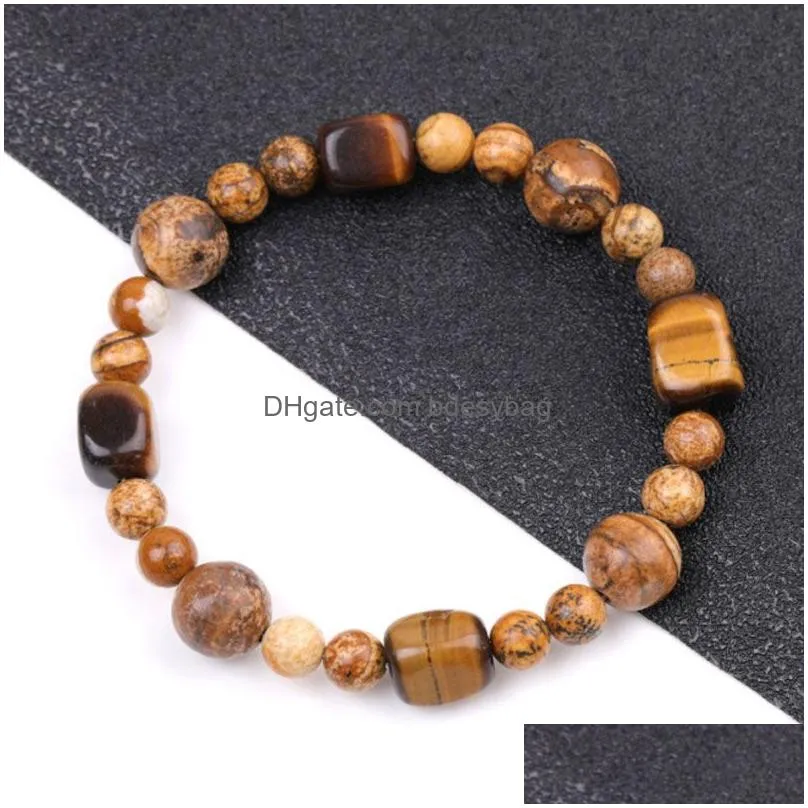 Beaded Natural Energy Crystal Stone Handmade Beaded Strands Elastic Charm Bracelets For Men Women Yoga Jewelry Drop Delivery Jewelry Dhru4