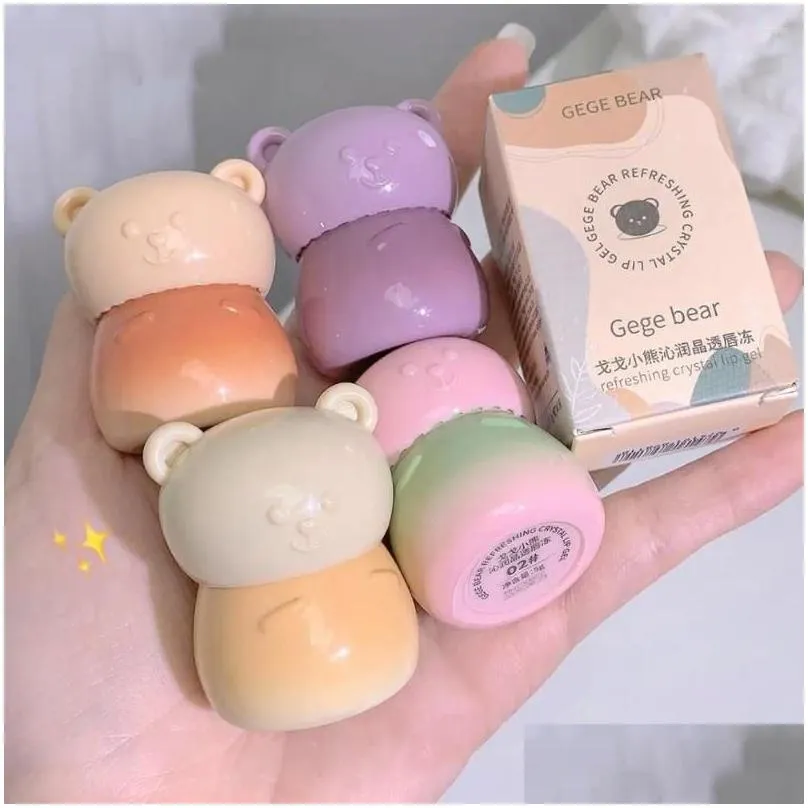 lip gloss korean cosmetics pink purple chubby bear glaze water light lipstick pumpkin velvet liquid makeup tool