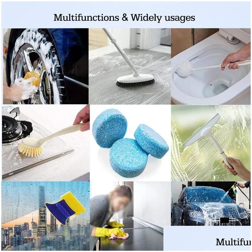 Other Care Cleaning Tools 100Pcs Car Window Washing Effervescent Tablets Solid Cleaning Windshield Washer Fluid Glass Toilet Accessori Dhd97