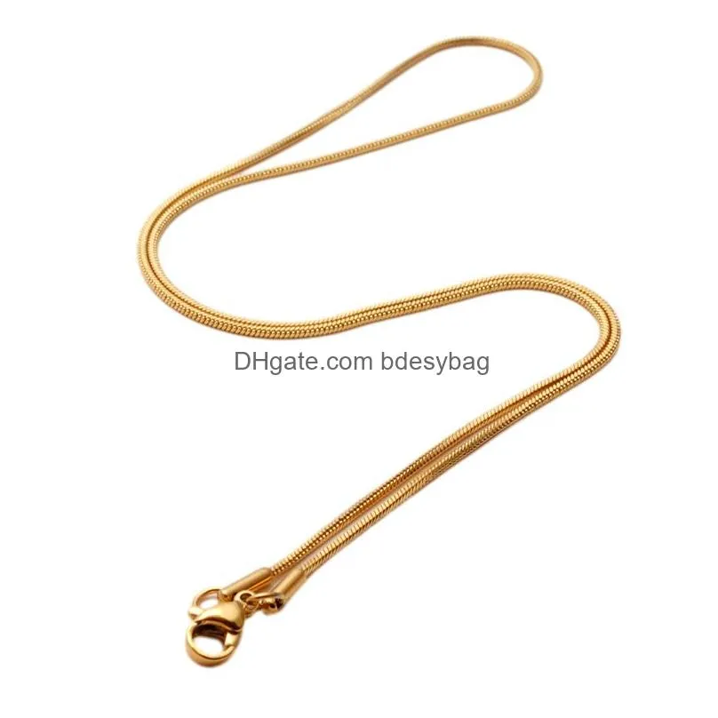 1.2mm Stainless Steel Snake Bone Link Chains For Pendant Necklaces Fashion Women Kids Party Gold Color Jewelry
