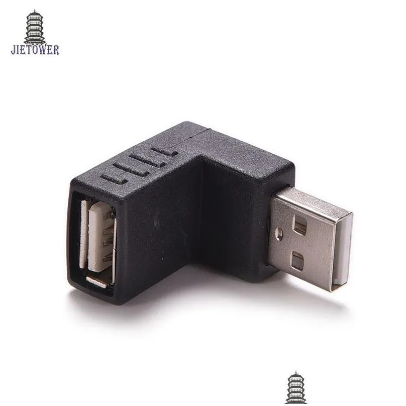 500pcs/lot 90 degree angled usb 2.0 a male to female adapter usb2.0 coupler connector extender converter for laptop pc black