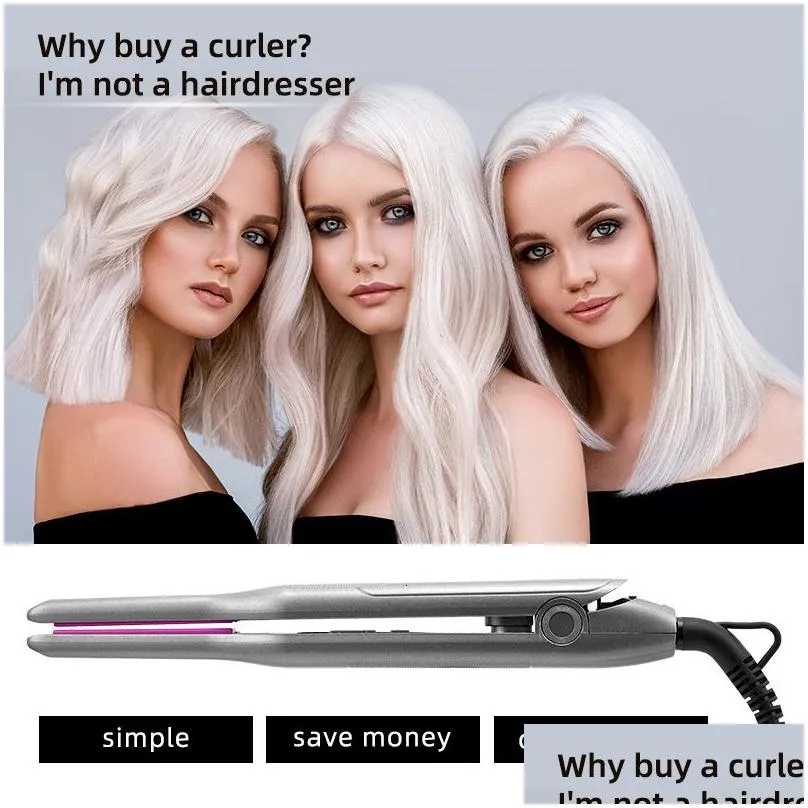 hair straighteners hair curler hair straightener 2 in 1 tourmaline ceramic narrow flat iron with led display for short beard hair ptc heating