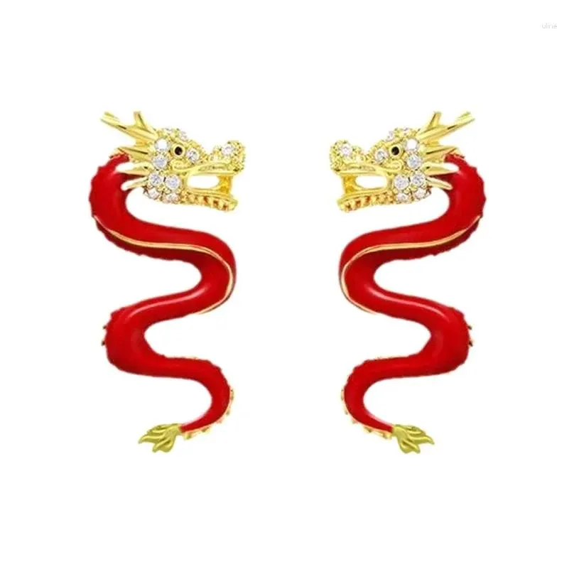 stud earrings 1pair light luxury temperament chinese year dragon zodiac for women girls jewelry