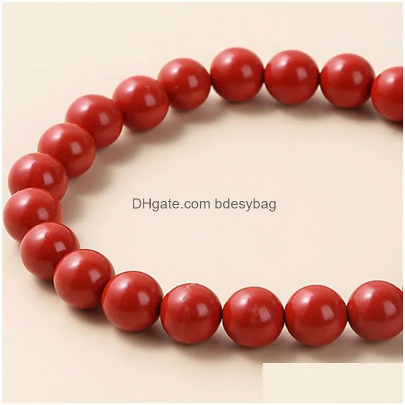 Unisex Natural Stone Red Color Strands Beaded Charm Bracelets For Wome Men Lover Birthday Handmade Elastic Jewelry