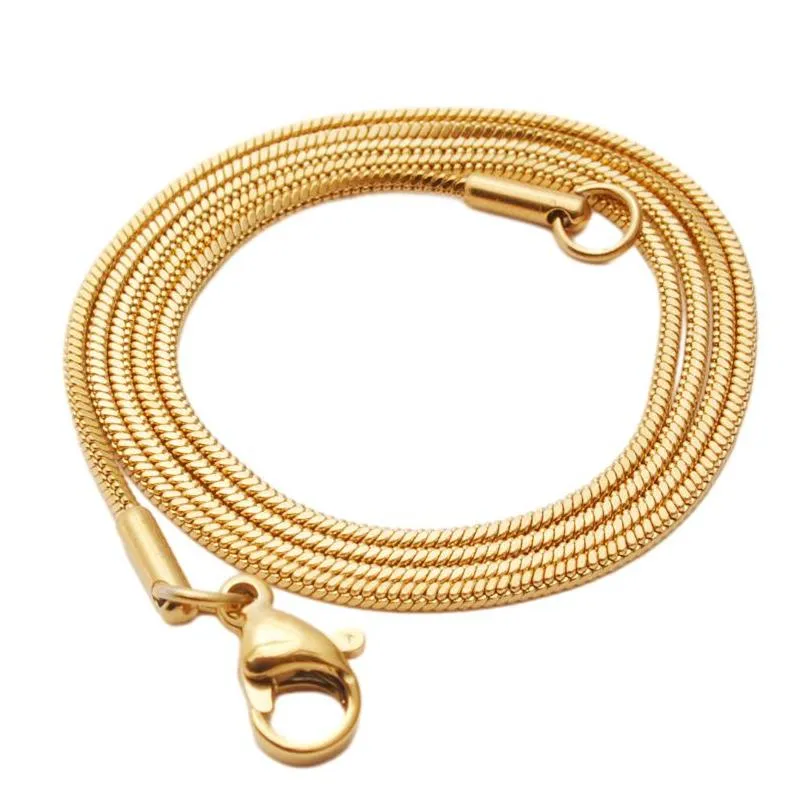 1.2mm Stainless Steel Snake Bone Link Chains For Pendant Necklaces Fashion Women Kids Party Gold Color Jewelry