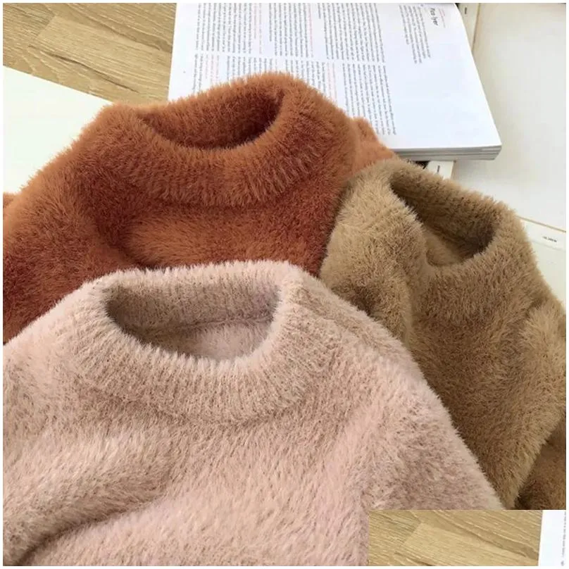 hotsell girls children mink cashmere sweater pullovers winter baby kids warm jumper coat toddler girl thick jacket 9m-5years lj201128