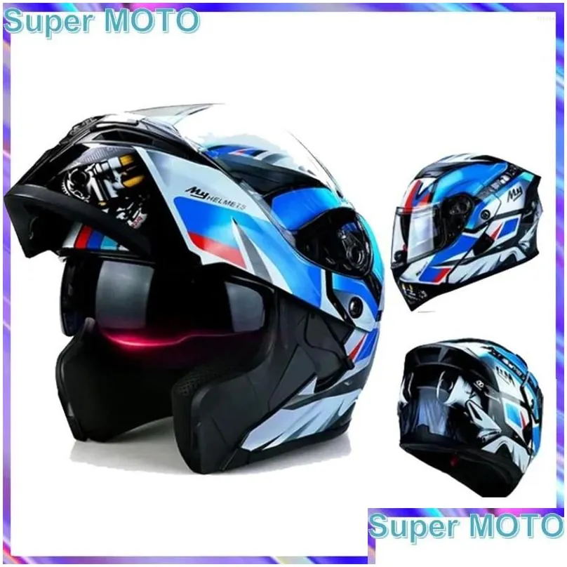 motorcycle helmets safety modular flip up helmet dual lens full face four seasons unisex double cover moto casco