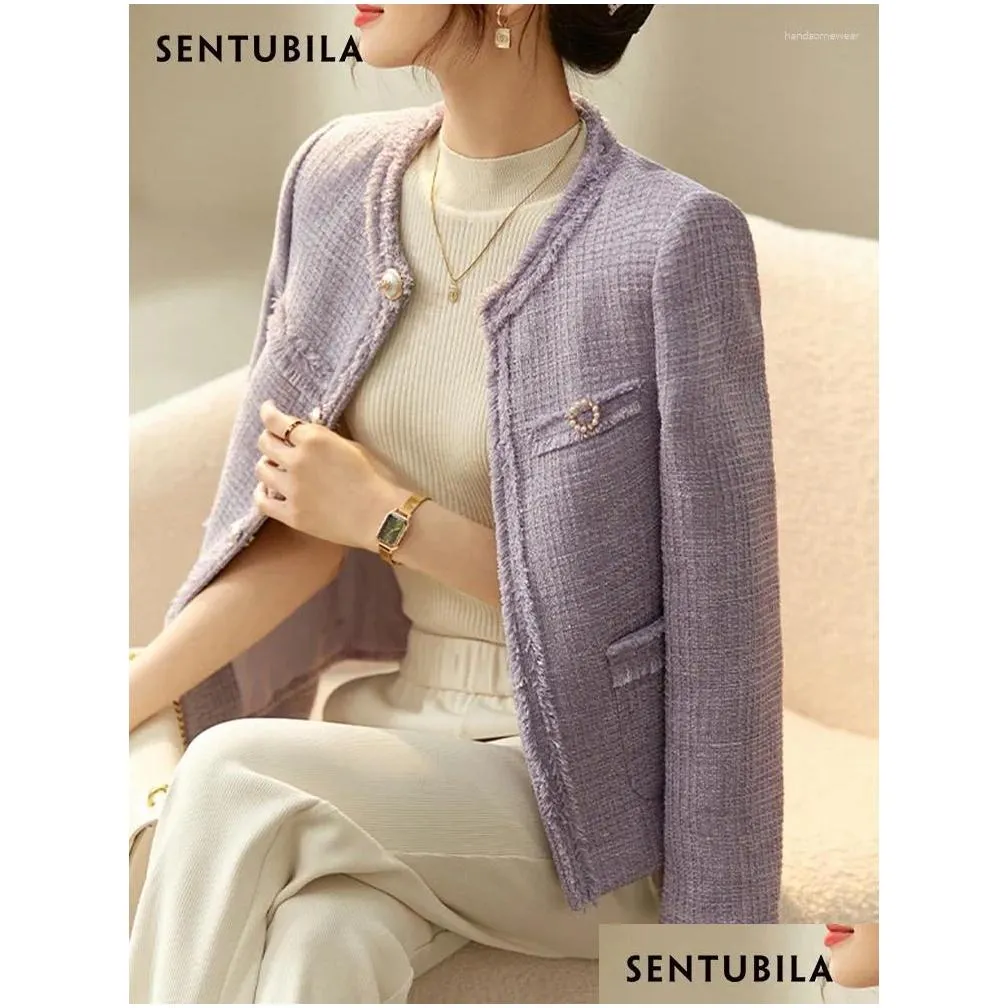 Women`S Jackets Womens Jackets Sentubila Purple Textured T Women 2023 Work Business Open Front Autumn Winter Elegant Blazer Coats Outw Dhugb