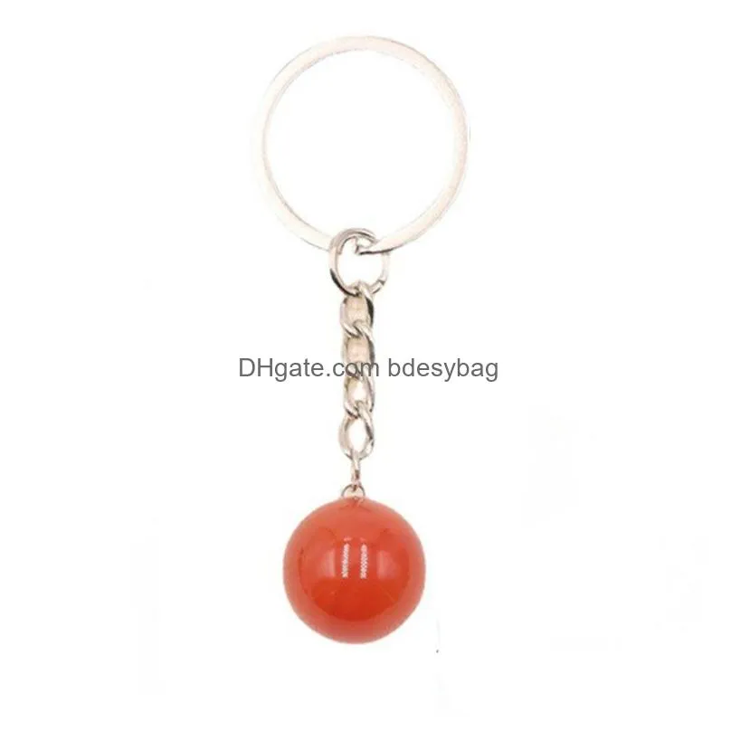 Key Rings 16Mm Natural Crystal Stone Ball Sier Plated Key Rings Keychains For Women Men Party Club Car Bag Decor Jewelry Drop Deliver Dhrsa