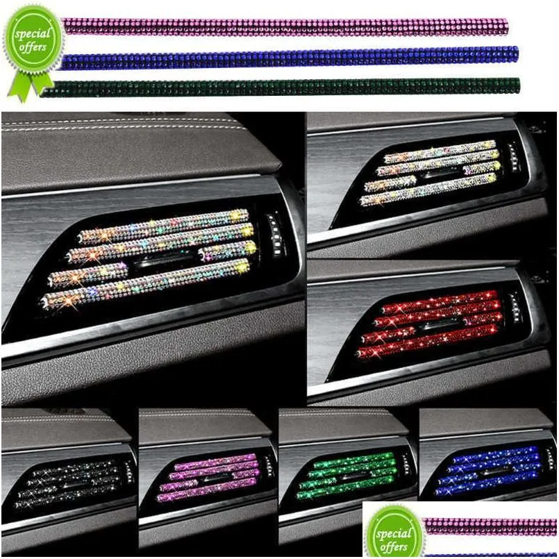 Other Interior Accessories New Car Air Conditioner Outlet Decorative Diamond Strips Clip Rhinestones Grille Sticker Interior Modings A Dhgh9
