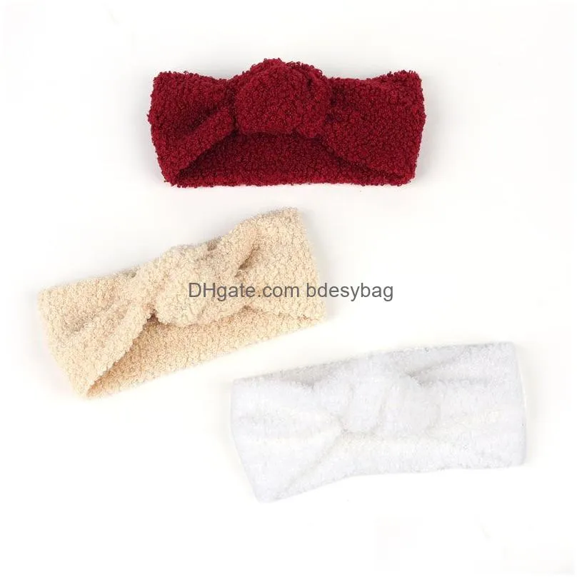 Children Girl Winter Solid Color Headbands Baby Warm Hairband Headwear Party Decor Fashion Accessories