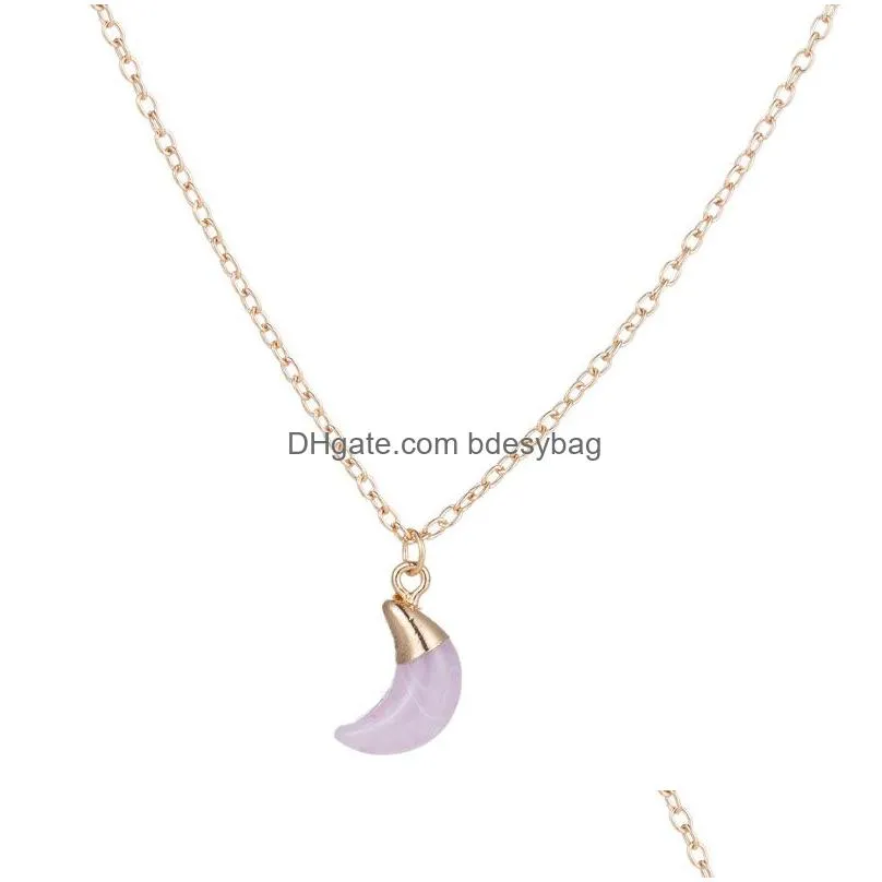 Handmade Gold Plated Resin Moon Pendant Necklaces Jewelry With Chain For Women Men Lover Fashion Accessories