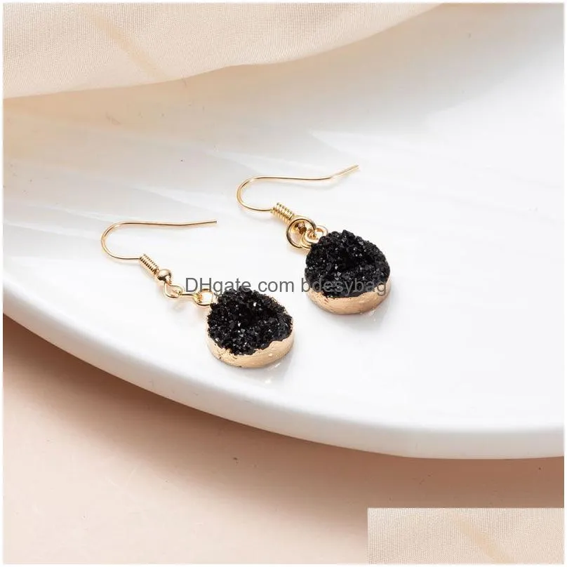Handmade Gold Plated Resin Pendant Dangle Earring Jewelry For Women Lady Party Club Fashion Accessories