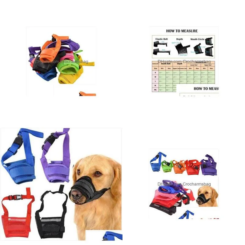 Dog Training & Obedience Wholes S2Xl Dog Muzzle Anti Stop Bite Barking Chewing Mesh Mask Training Small Large Mask2741930 Drop Deliver Dhz34