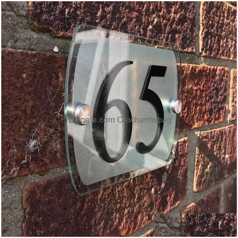 Other Door Hardware 100140Mm Customized Transparent Acrylic House Number Plaques Sign Plates Signs With Aluminum Plastic Backing Drop Dhgf5