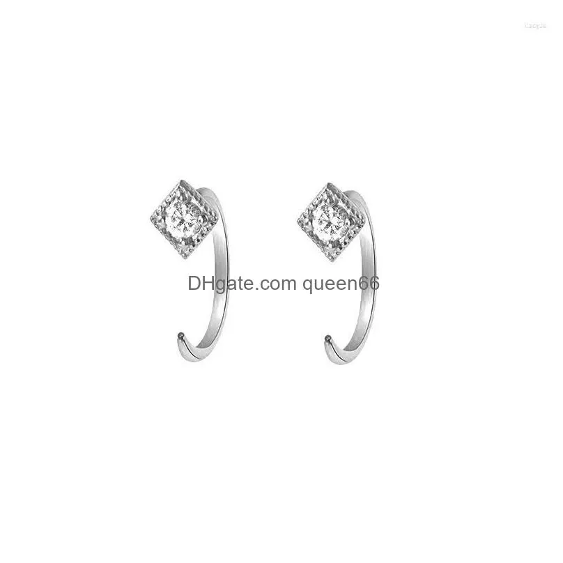 Stud Earrings Geometry Mini Square Hoop For Women Cz Sier Color Piercing Tragus Cartilage Cute Ear Jewelry Kbe375 Drop Delivery Dhw5G