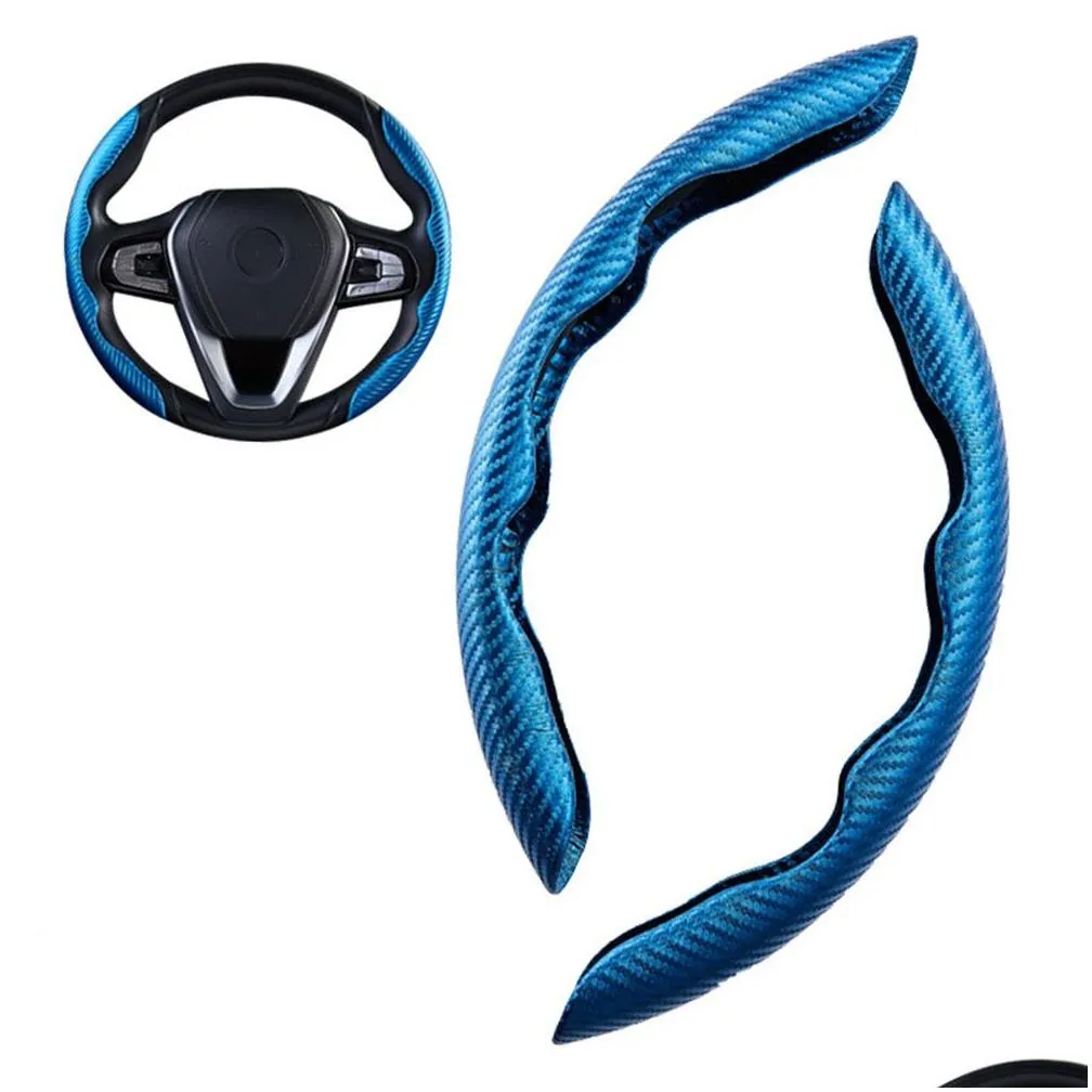 Steering Wheel Covers 1Pair Car Steering Wheel Booster Er Carbon Fiber Look Non-Slip Interior Decoration Accessories For Deco Drop Del Dheux