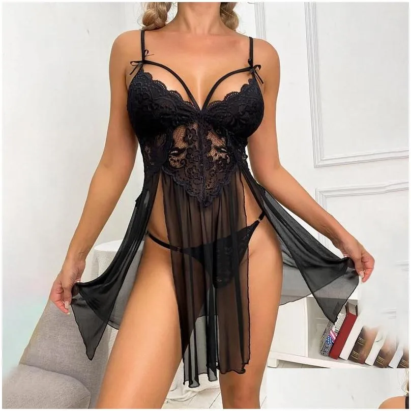 Bras Sets Lingerie Set For Women Plus Size Two Pieces Y Underwear With Thong Female Ladies Ropa Para Drop Delivery Dh5Qe