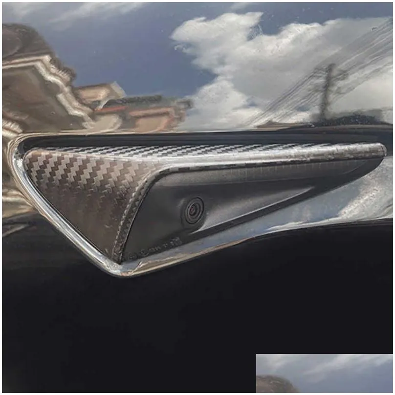 Other Motorcycle Parts New Real Carbon Fiber Car Side Wing Panel Er For Tesla Model 3 /Y 2022 Exterior Thunder Fender Decoration Acces Dhmco