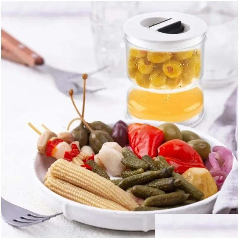 storage bottles hourglass jar olives pickles separator cucumber for container dispenser tool juice and wet tank kitchen dry pickle