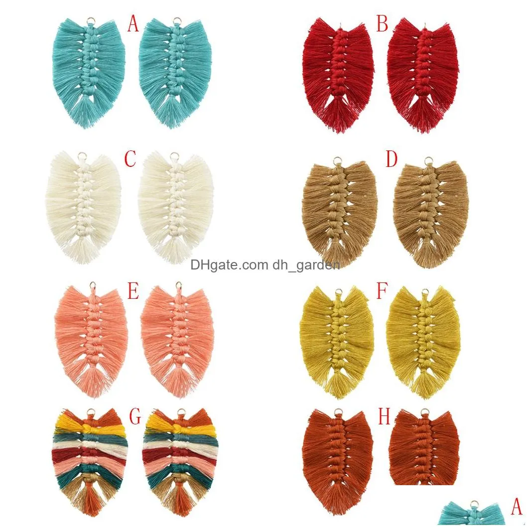 Bohemian Style Cotton Silk Knot Leaf-shaped Retro Earrings Charms DIY Jewelry Accessories Handmade Products Accessories