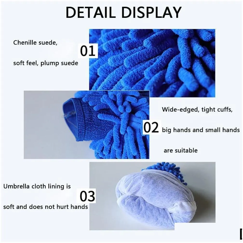 Car Sponge Car Microfibre Wash Sponge Cleaning Drying Gloves Trafine Fiber Chenille Microfiber Window Washing Tool Home Drop Delivery Dhvpr