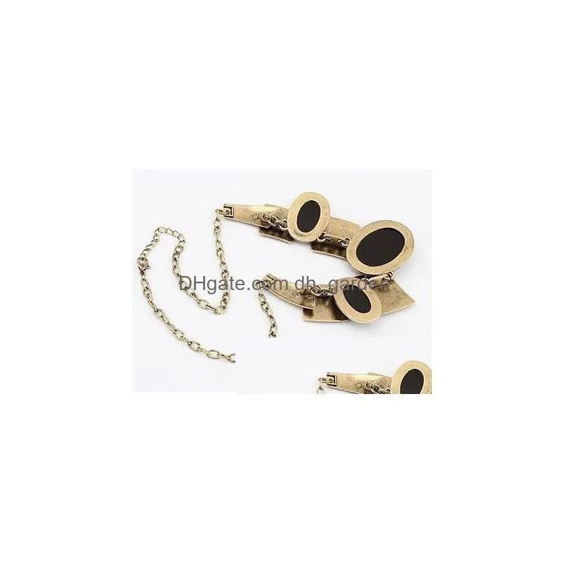 Choker Necklace Fashion Bronze Tone Metal Wire Print Ellipse Resin Gem women`s jewelry