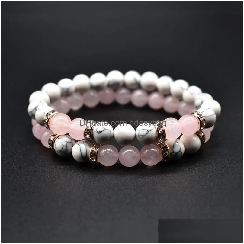 8mm Natural Stone Handmade Beaded Strands Charm Bracelets For Women Men Lover Party Club Decor Yoga Outdoor Jewelry