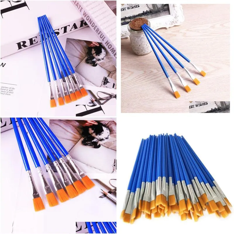 paint brushes set 50 pcs kids nylon flat hair small oil watercolor artist painting kits bulk for children