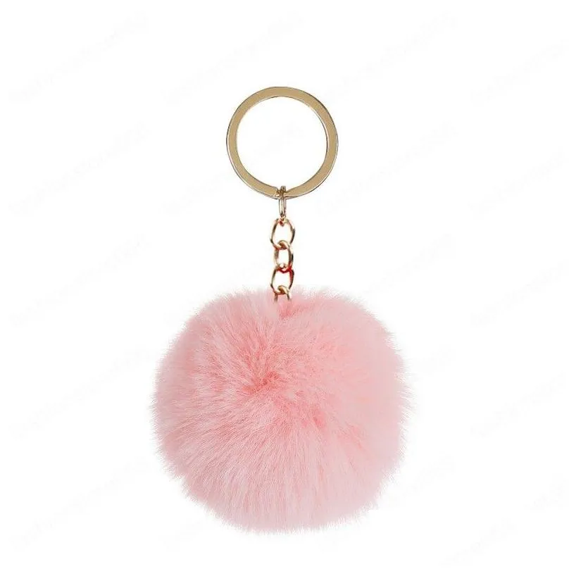 16 colors fluffy fur keychain soft faux rabbit fur ball car keyring pompom key chains women bag pendant jewelry gifts