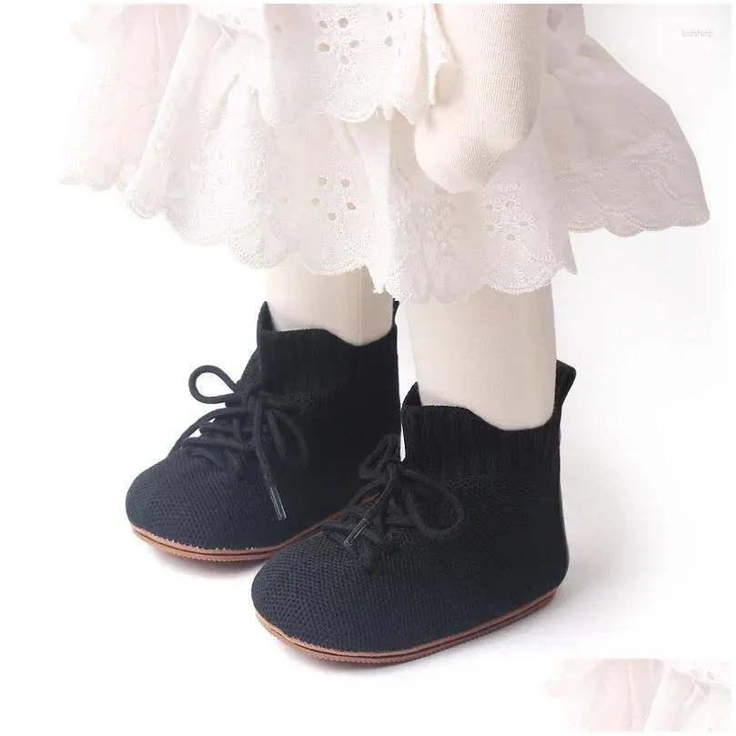 first walkers baby shoes breathable infant knitted crib soft rubber sole kids floor sneakers toddler girls boys sock boots