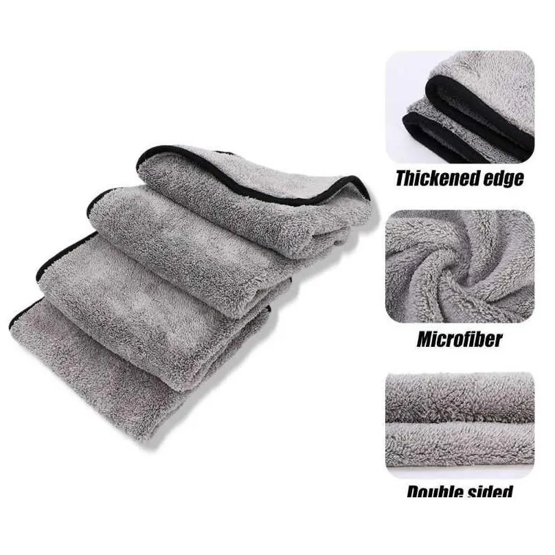 Other Interior Accessories New Microfiber Car Wash Towels Double Thickened P Great Absorbent Rag For Cleaning Windows Tiles Dishes Mir Dhjmo