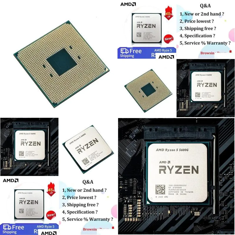 cpus ryzen 5 5600g pc gamer cpu 65w ddr4 de mesa soquete am4 sem refrigerador 231117