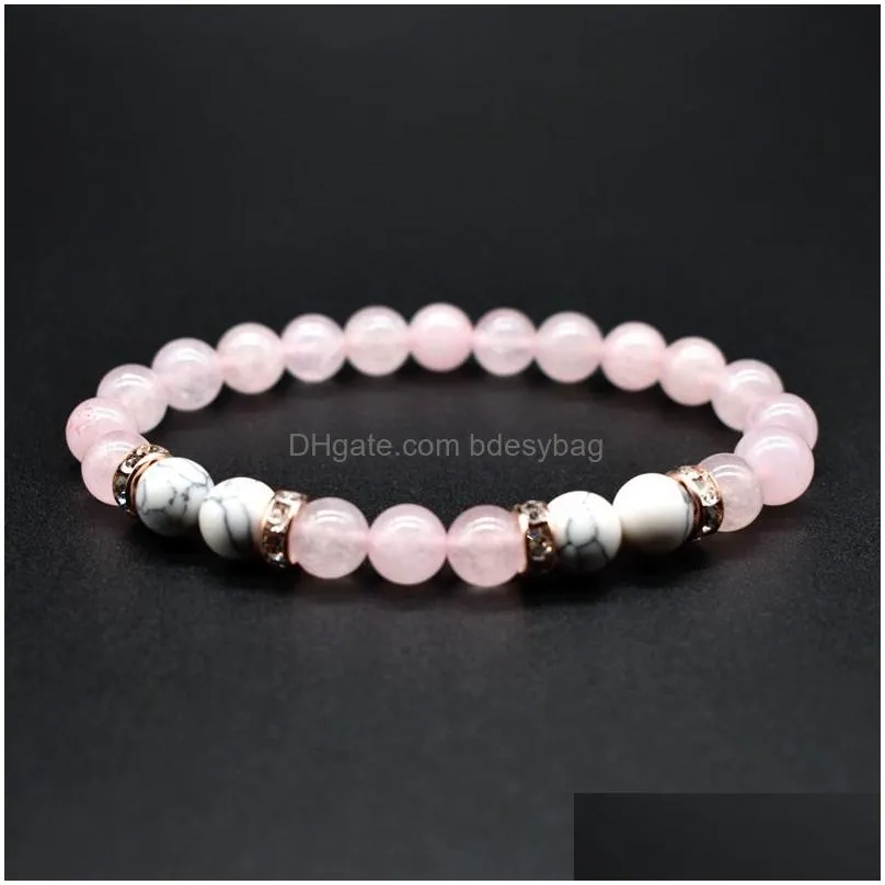 8mm Natural Stone Handmade Beaded Strands Charm Bracelets For Women Men Lover Party Club Decor Yoga Outdoor Jewelry