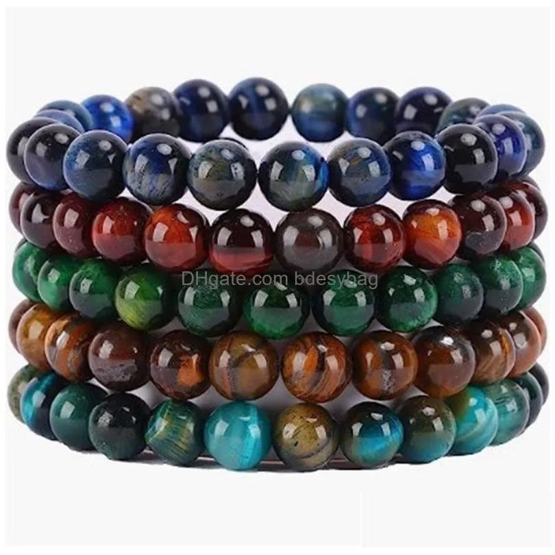Beaded 8Mm Natural Stone Handmade Beaded Strands Charm Bracelets 5Pcs Set Party Club Yoga Sports Jewelry For Men Drop Delivery Jewelr Dhnyt