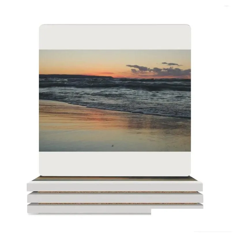 table mats beach sunset ceramic coasters (square) cup mat cute kitchen for tea