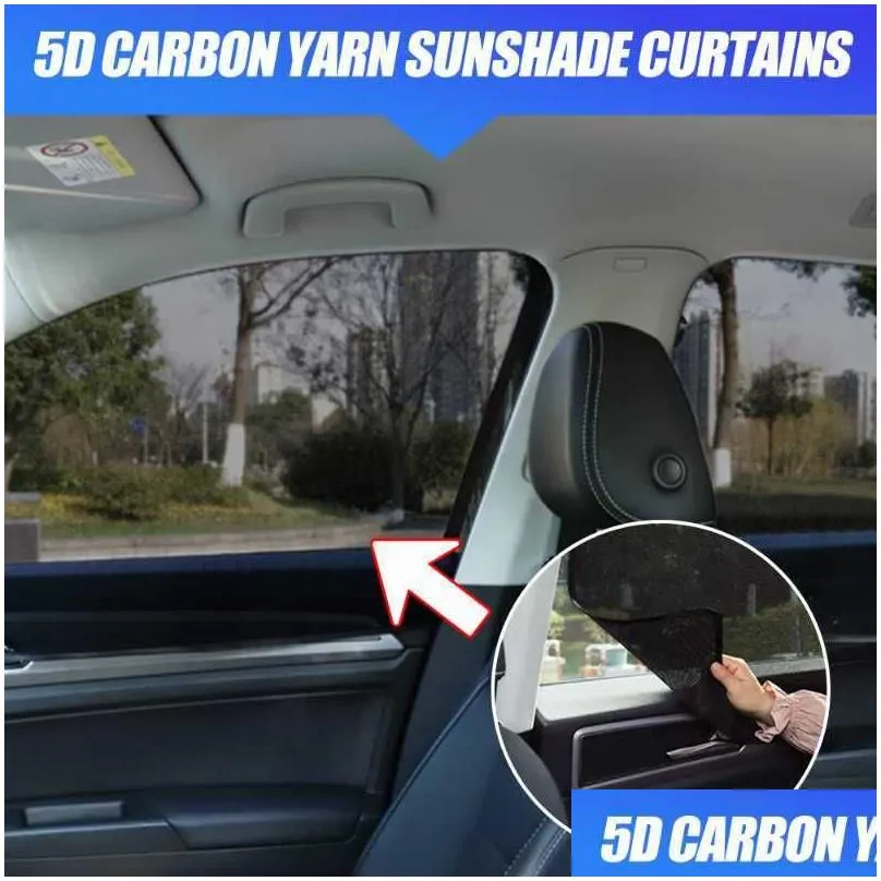 Car Sunshade New Magnetic Car Sun Shade Summer Protection Window Film Uv Curtain Sunshade Side Mesh Drop Delivery Automobiles Motorcyc Dhc1T