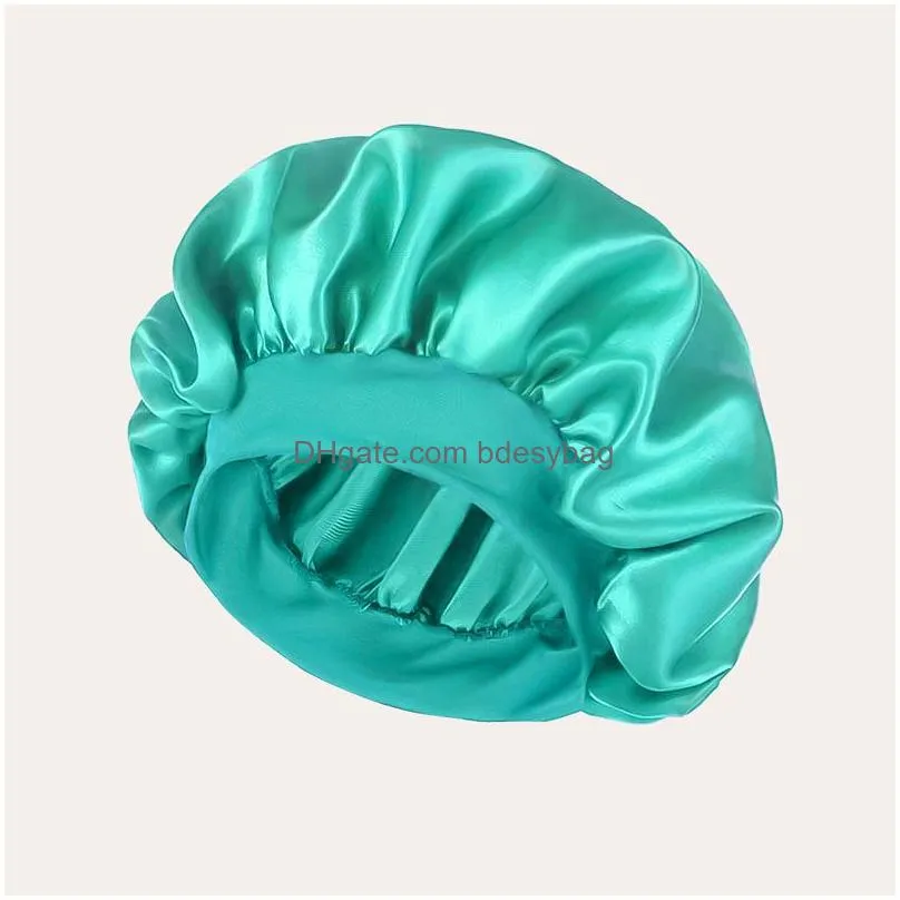 20 Colors Satin Wide Band Night Hat Beanie For Women Men Elastic Sleep Caps Bonnet Hair Care Decor Accessories